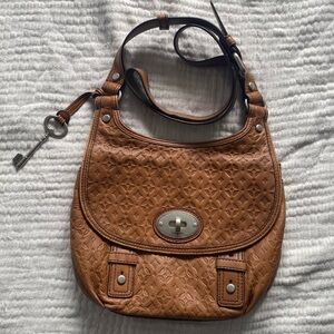 Fossil Embossed Saddle Bag